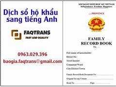 Sổ Hộ Khẩu Tiếng Anh Là Gì